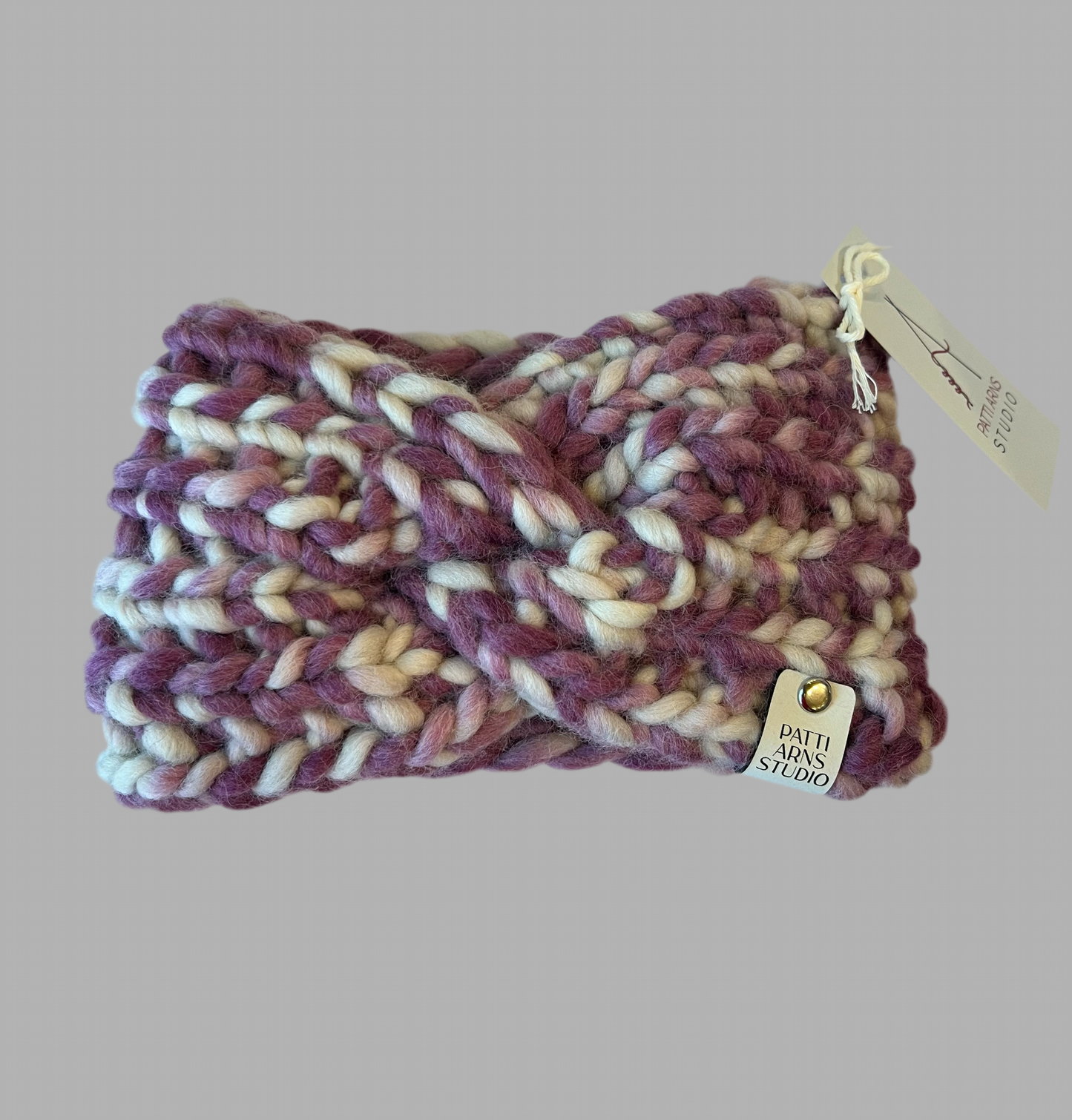 Twist Knot Headband - purple & white