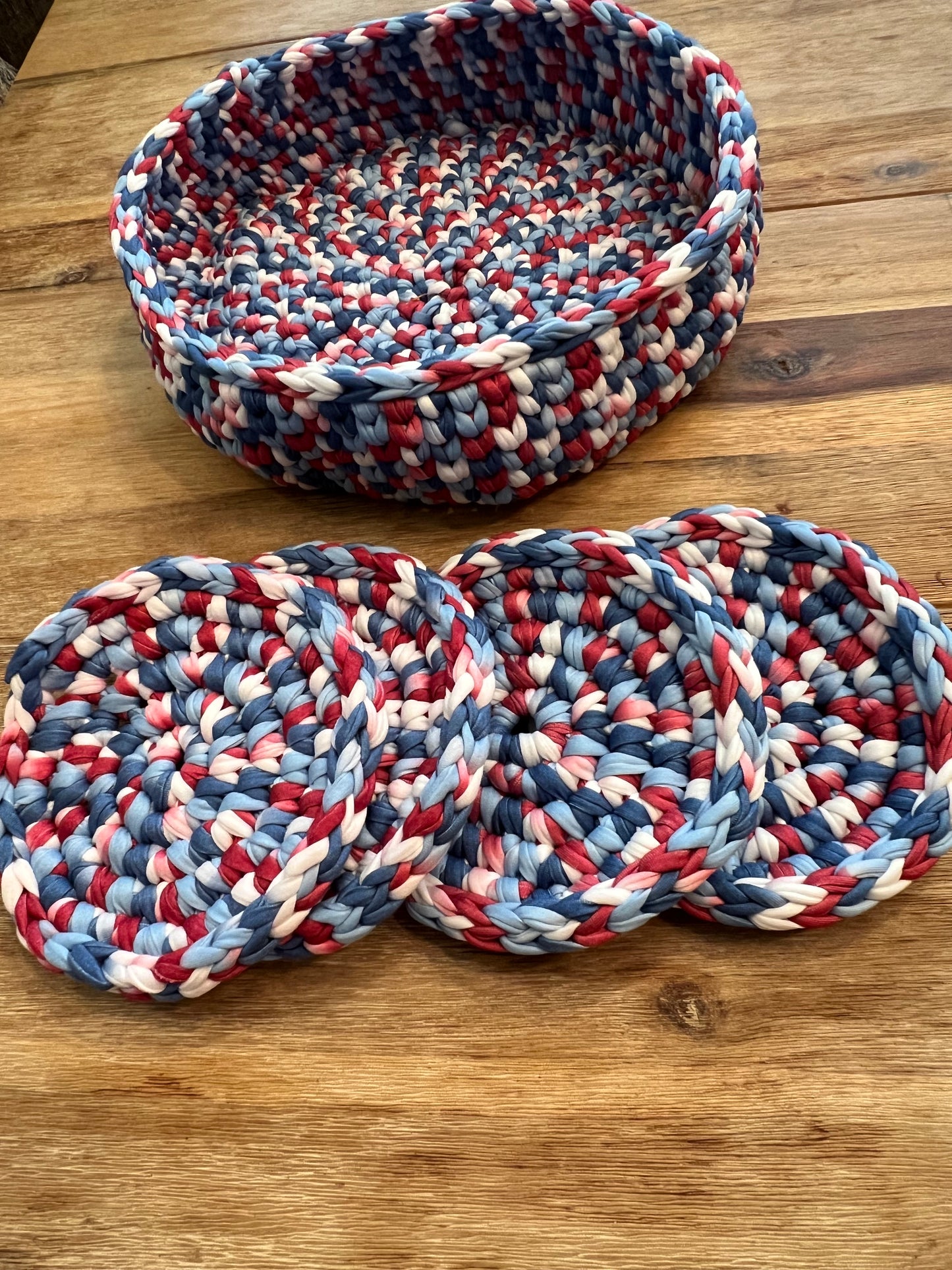 Red, White & Blue Basket with Coasters